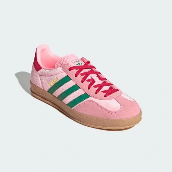 Adidas Pink Sneakers with Green Stripes - Picture 2 of 6